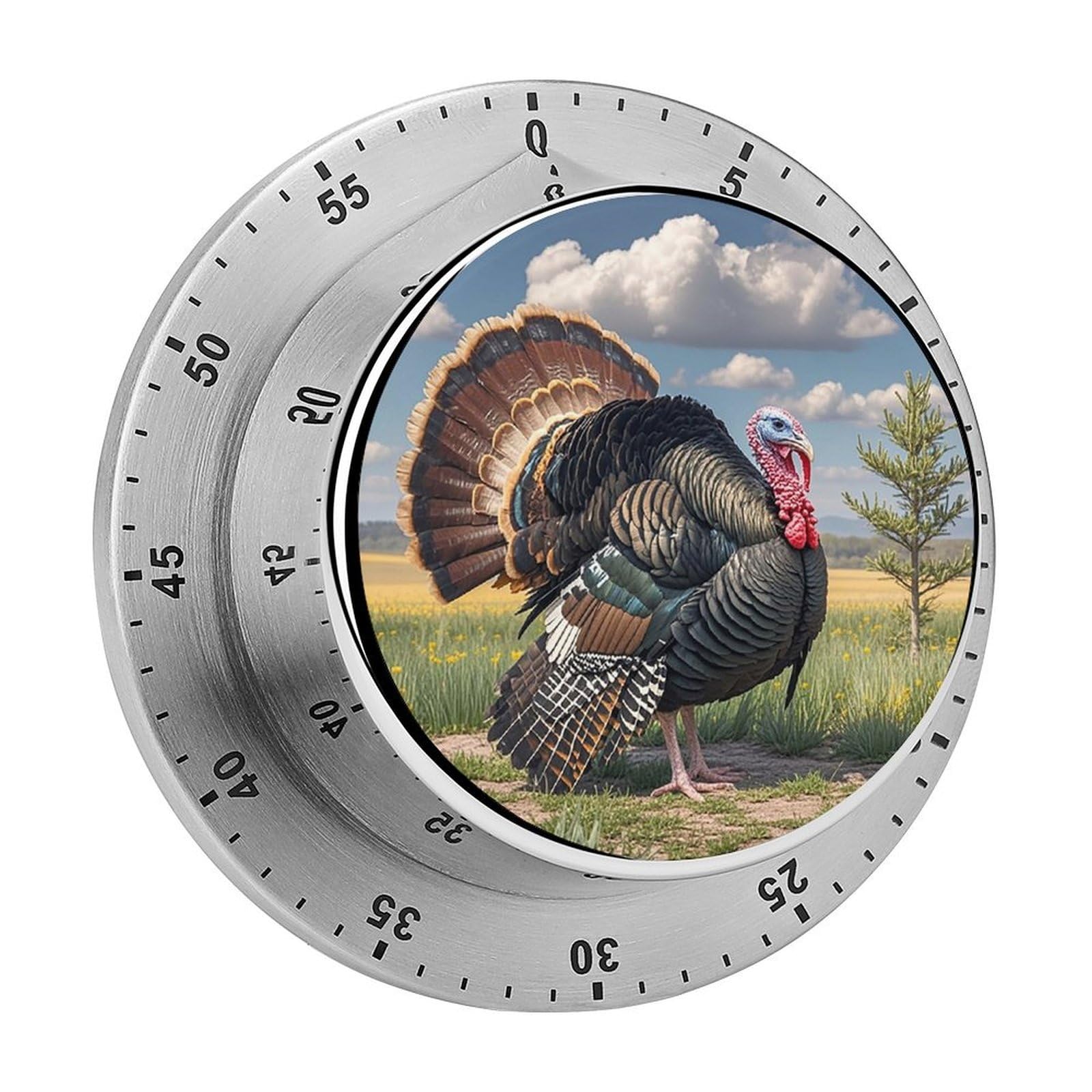 Christmas Turkeys Timer Fashion Visual Timers Wind Up 60 Minutes Desk Timers Stainless Steel Magnetic Timer Countdown Clock No Batteries Loud Alarm for Kitchen Chef Cooking