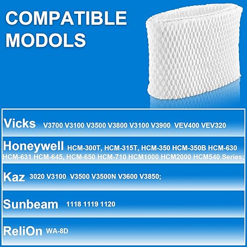 Miniatura 2 de TOMOON Filtro de humidificador WF2, compatible con Vic.ks Cool Mist Humidifier V3900 V3700 VEV400 V3100, Kaz 3020, Honey.Well HCM-300T HCM-315T y