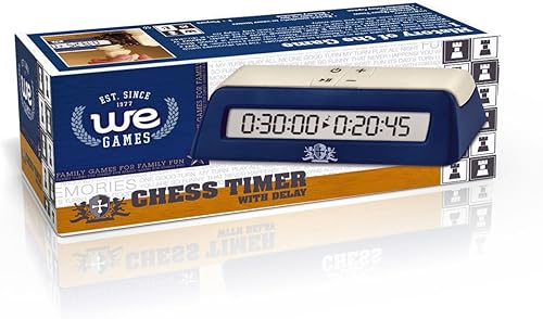 Miniatura 6 de WE Games Reloj digital de ajedrez – Temporizador de ajedrez portátil con botón de retardo, reloj de ajedrez listo para torneos para tiempo estándar
