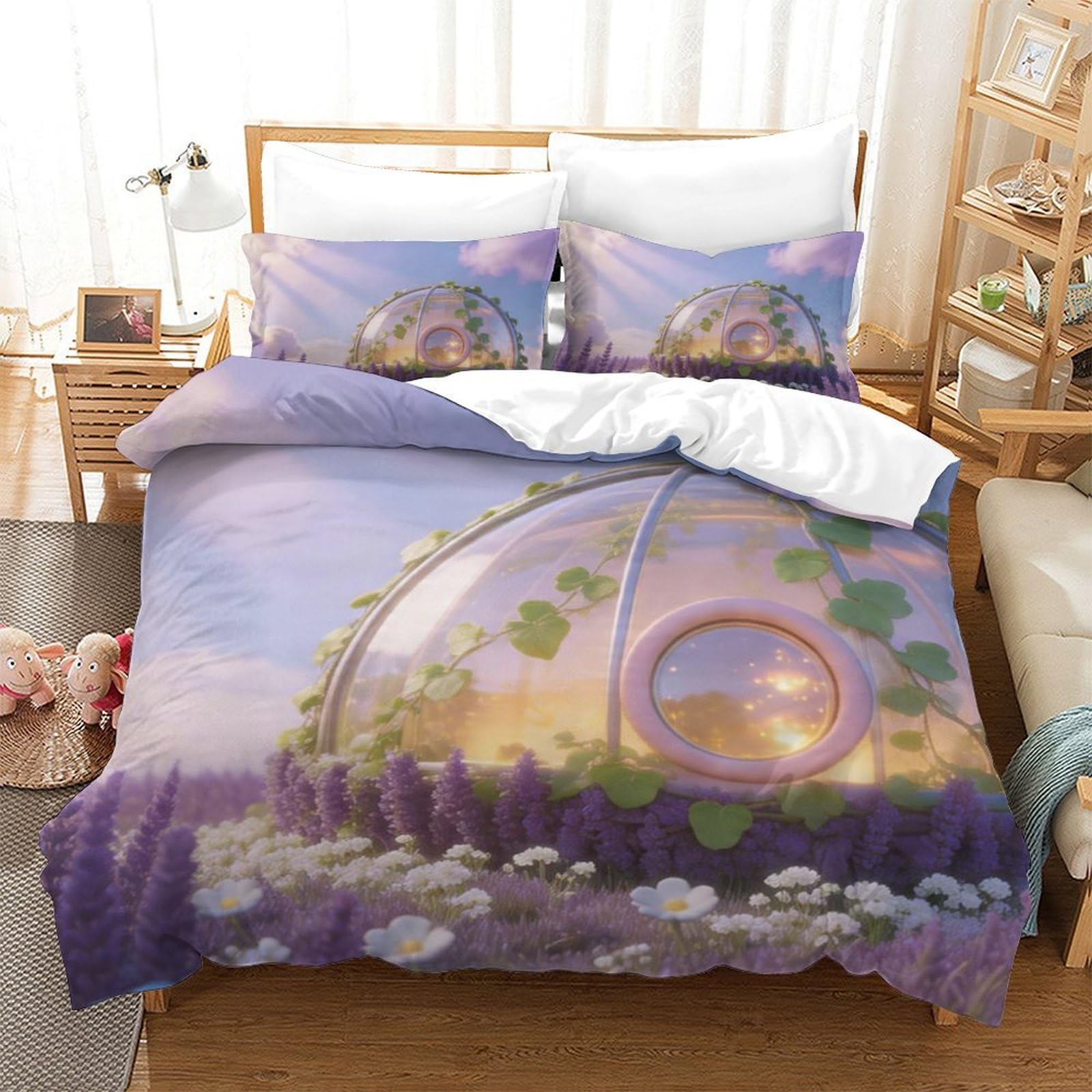 Housse de couette 140x200cm paysage 3D drap de lit rêveur