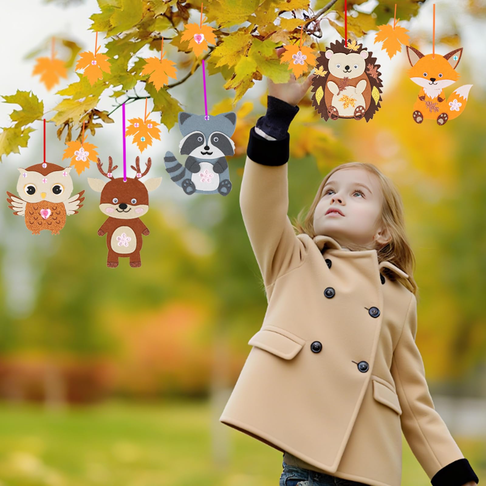 Kit Créatif Automne Enfants Bricolage Kit Bricolage Automne Pour Enfants - 8 Modèles (hérisson, Chouette...), Feutre, Autocollant, Décoration Décoration Automne Enfant