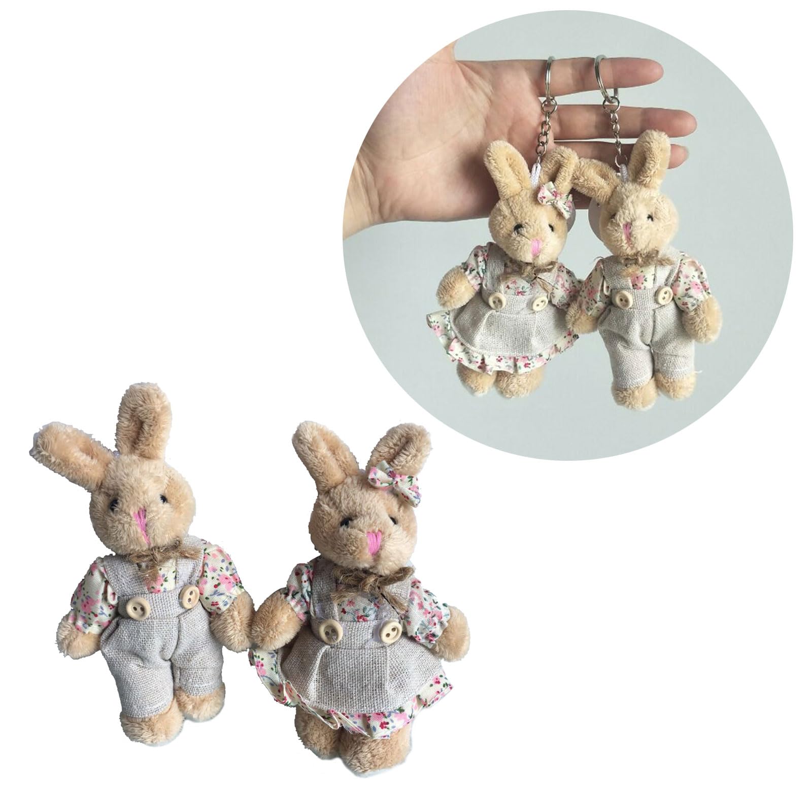 SANGXIU 2 Pieces Cloth Bear Dolls Keys Bag Pendants Couple Bear Plush Keychain Friend Plush For Girl