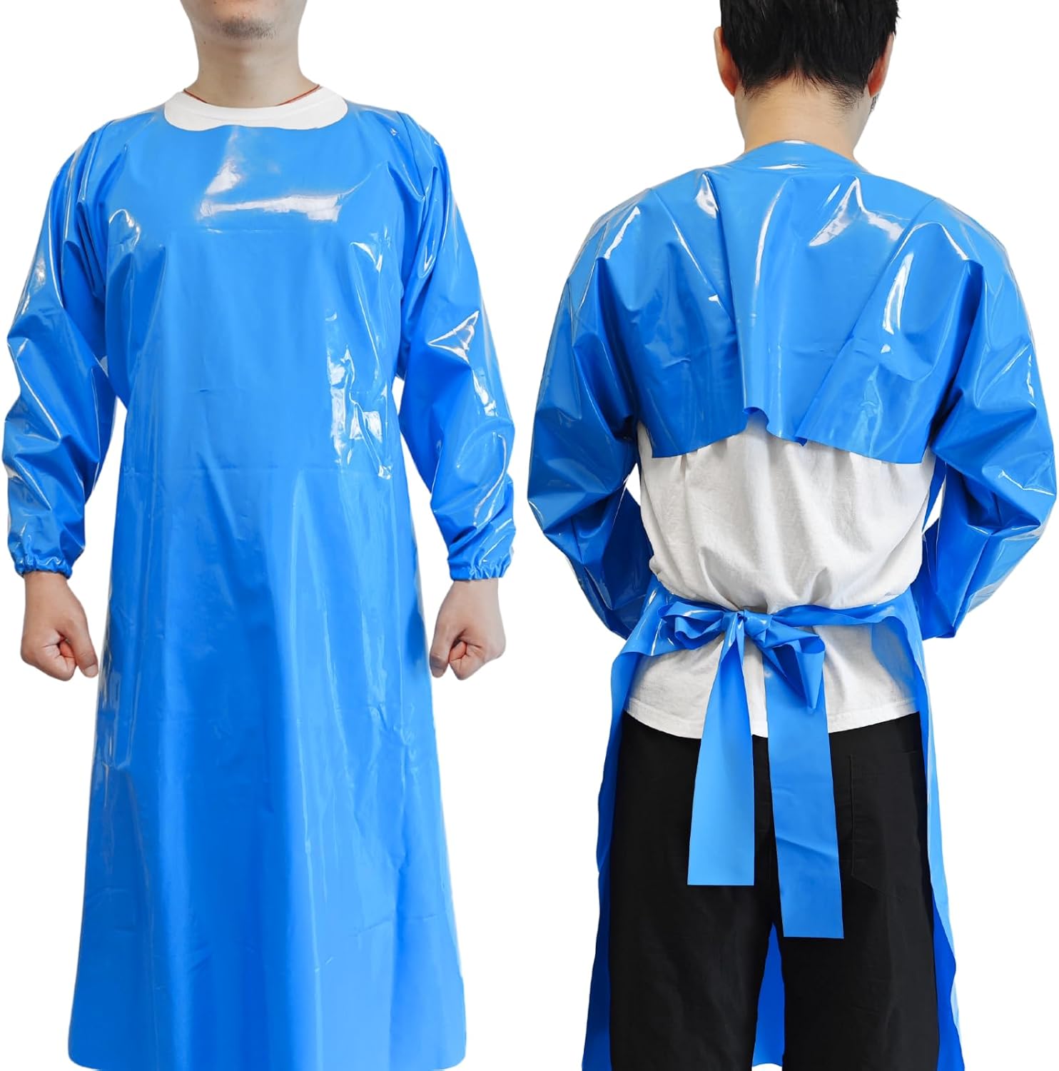 ELEBOX Waterproof Apron with Long Sleeves, Safety Apron Work Uniform for Men & Women, Chemical Resistance Anti-Tear Apron