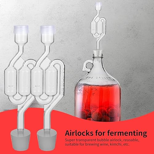 Miniatura 6 de Kit de esclusa de cerveza, 6 esclusas de fermentación, paquete de 6 tapones #6 y 12 ojales de esclusa de aire, esclusa de vino, utilizado para