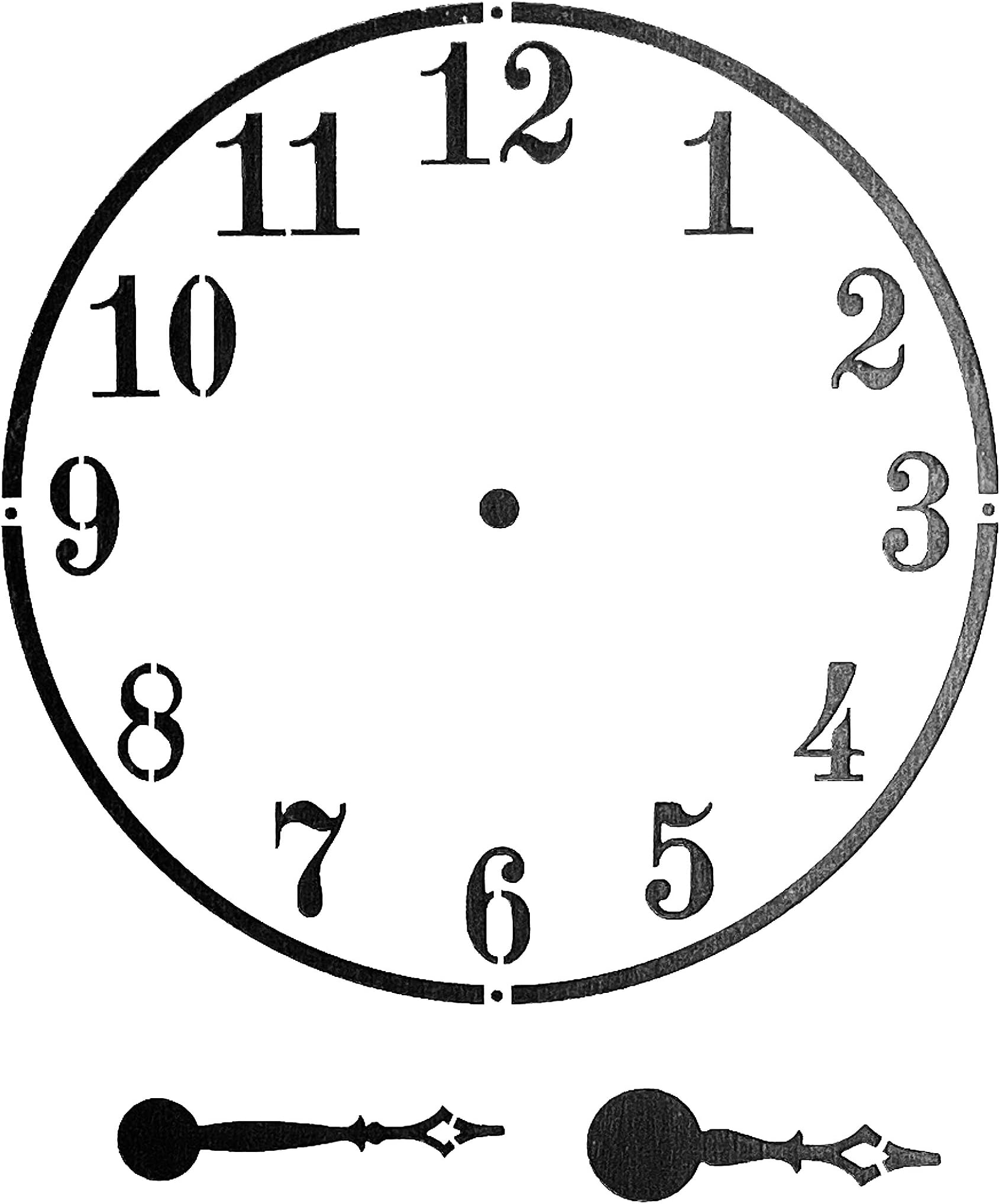 Clock Face with Old Numbers Stencil Template A3, Image Measures 250mm x 250mm Diameter