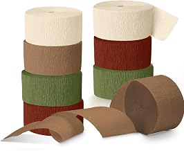 NICROLANDEE Christmas Decorations, 8 Rolls Green Red Brown Crepe Paper Party Streamers for Xmas Hanging Backdrops Decorations, Wedding, Bridal Baby Shower, Birthday, Christmas DIY Craft Supplies