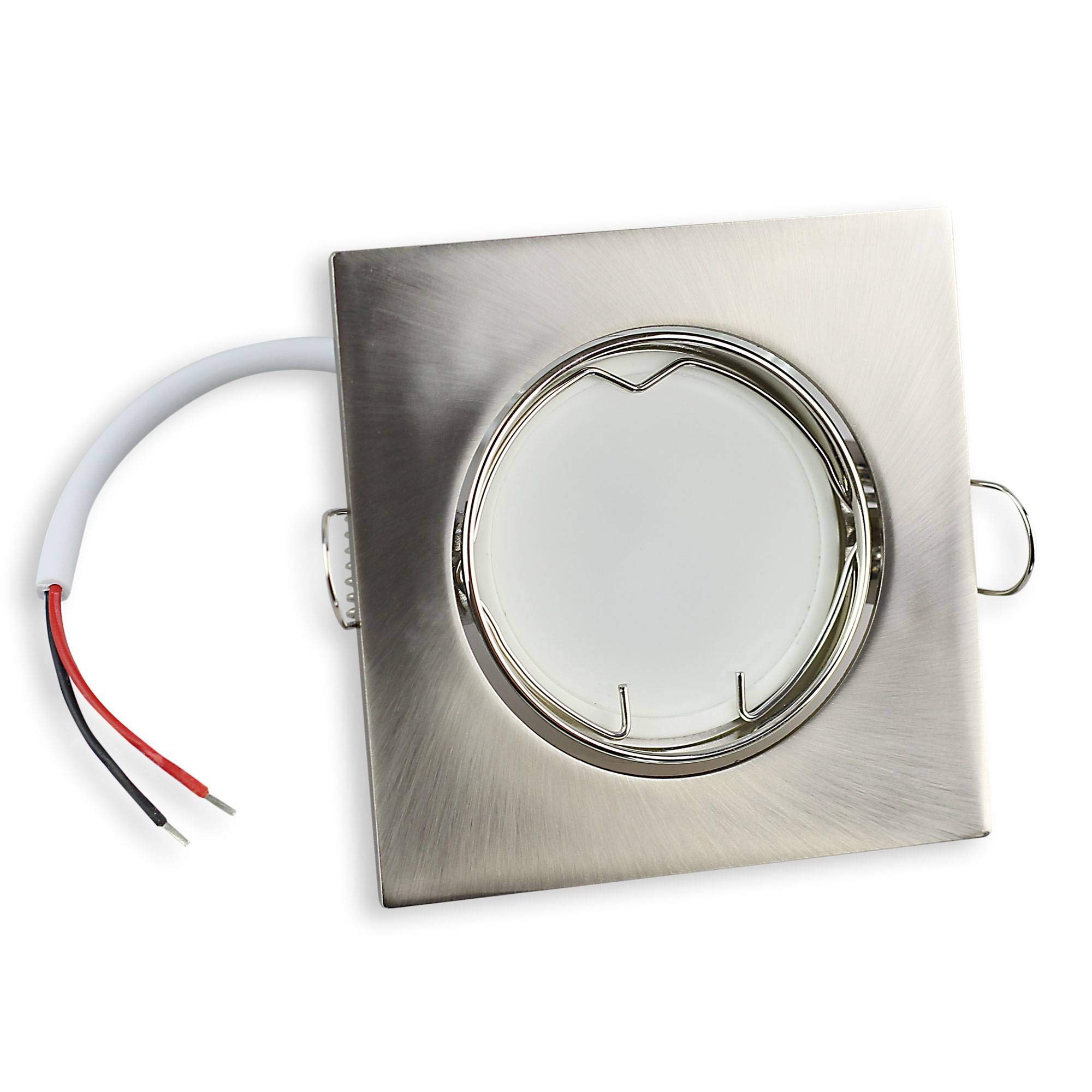 Foco empotrable LED cuadrado 230V - plateado y plano con aleación satinada, caracterizado por su elegante apariencia - regulable y orientable para una óptima iluminación - incl. | blanco neutral