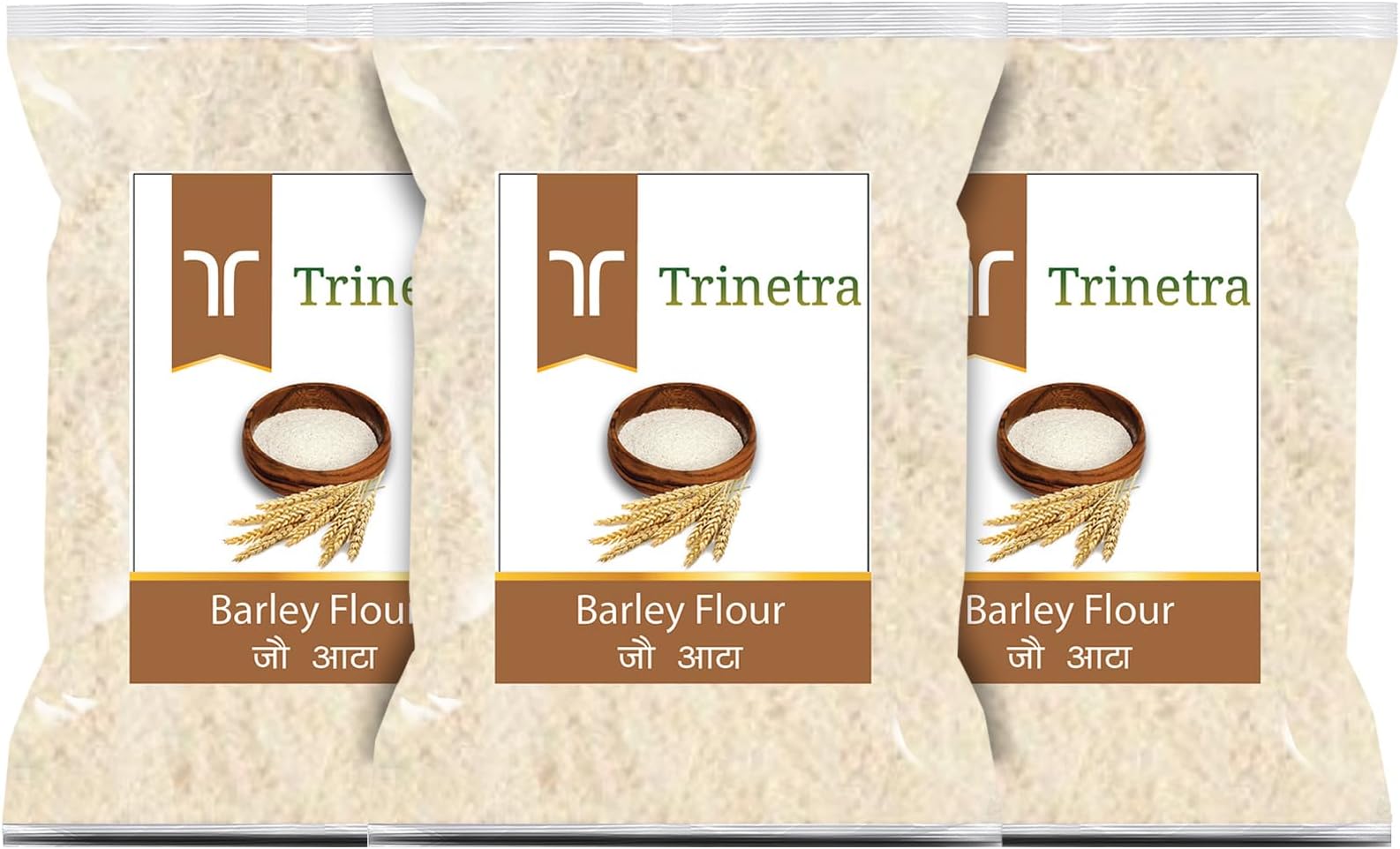 Trinetra Jau Atta (Barley Flour) | Fibre-Rich & Stone-Ground Millet Flour | 1Kg Each (Pack Of 3) 3000 g
