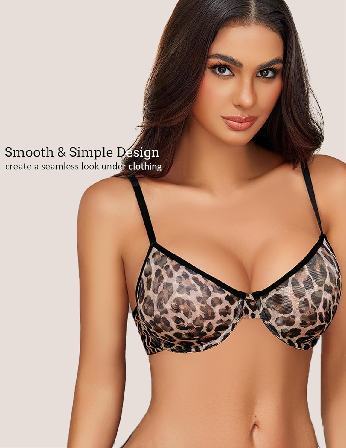 Avidlove Women Sexy Bra Sheer Mesh Unlined Underwire Bra See Throuh Support Everyday Bra - Image 5