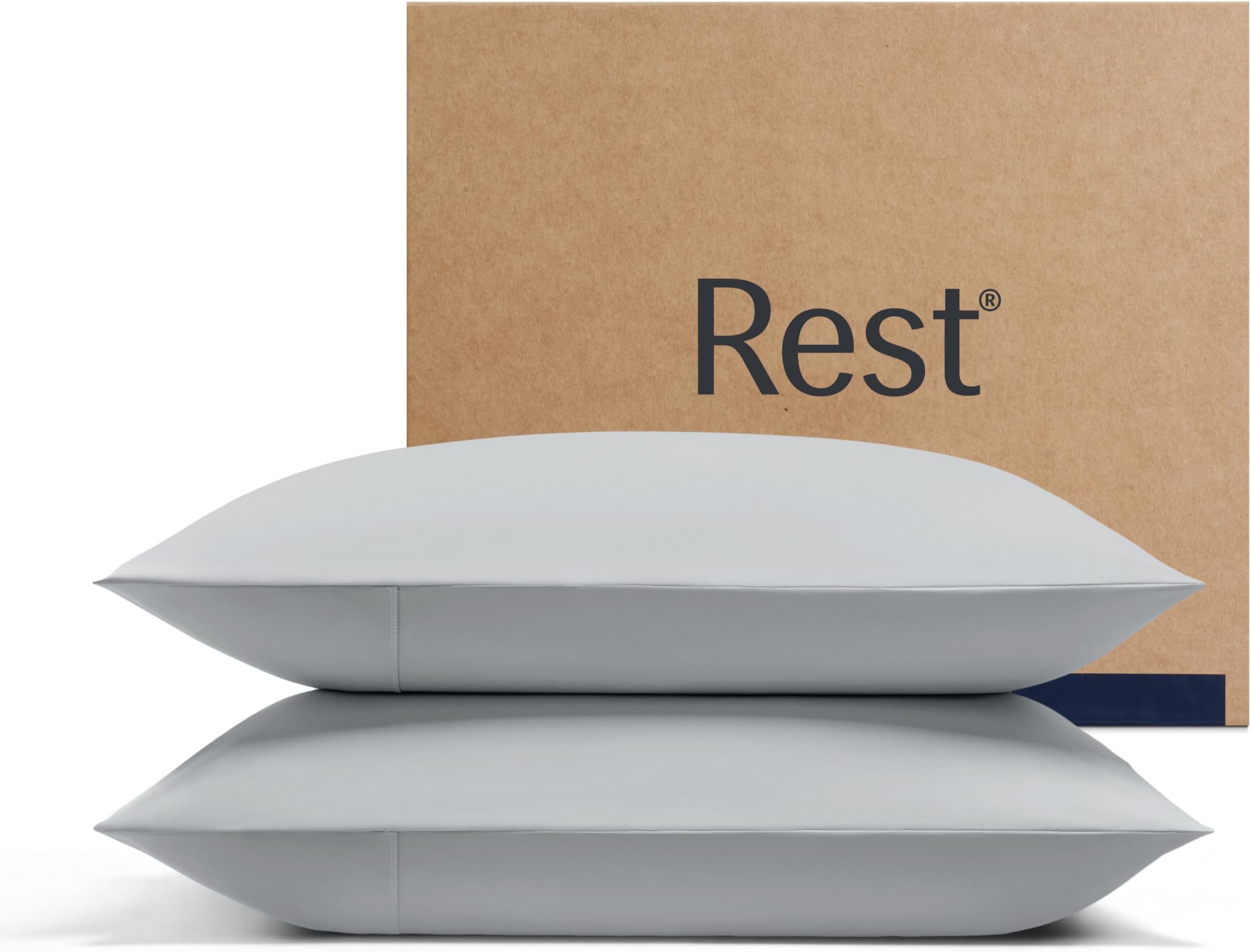 REST® Evercool®+ Cooling Pillowcases King - 2 Pillowcases for Sensitive Skin, Silver Infused Fabric for Hygienic Sleep, Silky Smooth for Curly Hair, High Elastic for Snug Fit (19x35 inches)