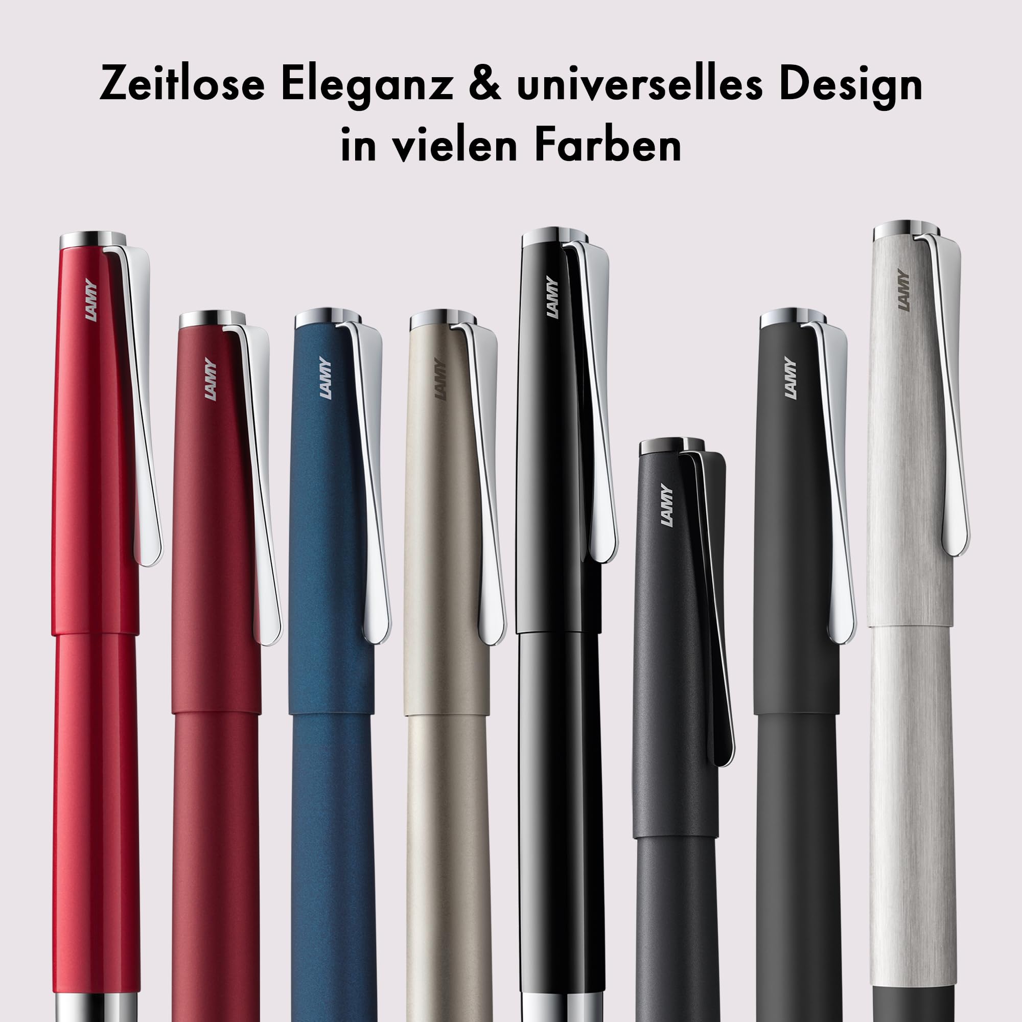 LAMY studio Füllhalter 066 - Füller aus rostfreiem Edelstahl, in schwarzem Softlack-Finish mit einem außergewöhnlichen propellerförmigen Clip – Federstärke M