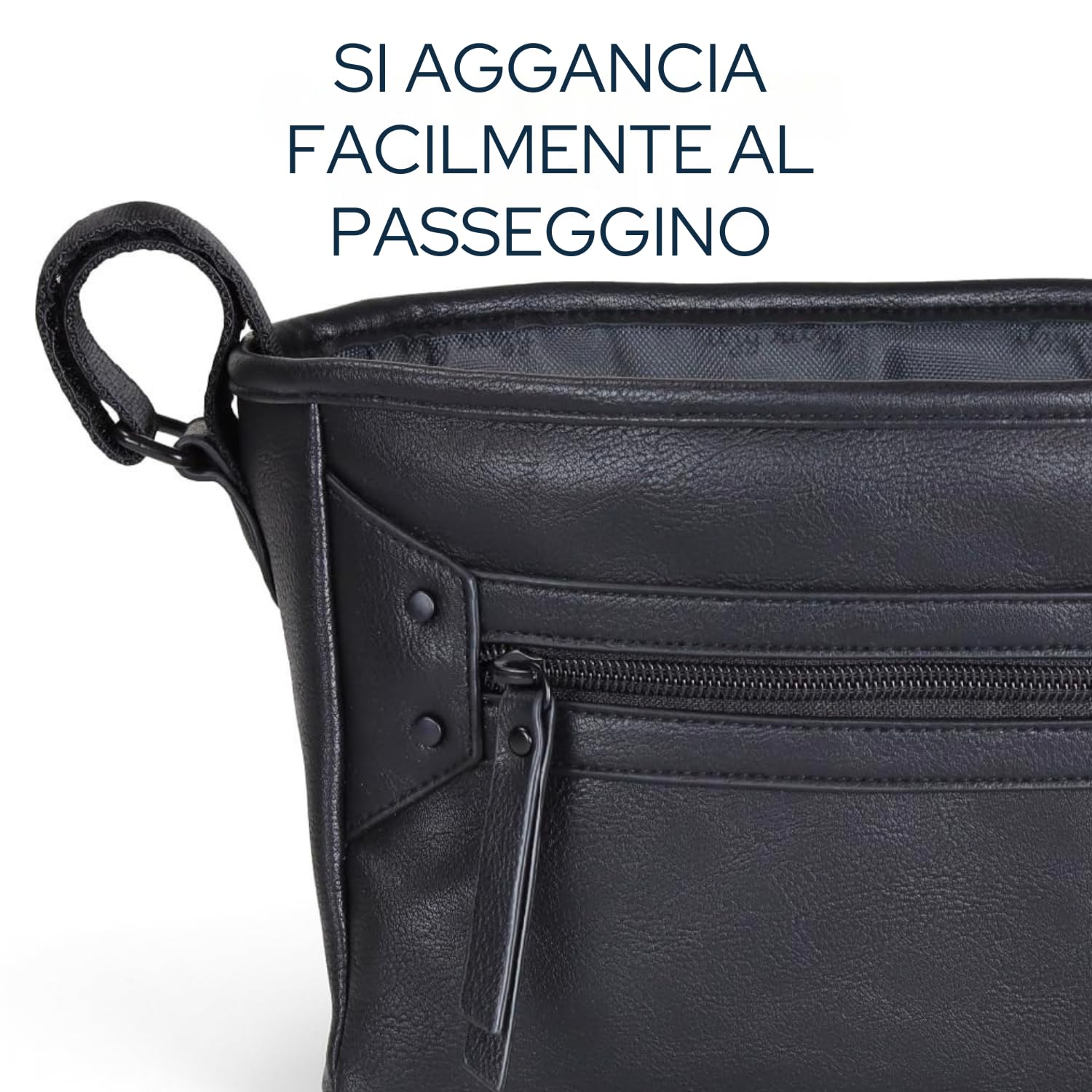 Itzy Ritzy Organizer per passeggino regolabile, con tasca frontale con cerniera, 2 tasche interne integrate e cinghie regolabili, adatto per quasi tutti i passeggini, colore: nero