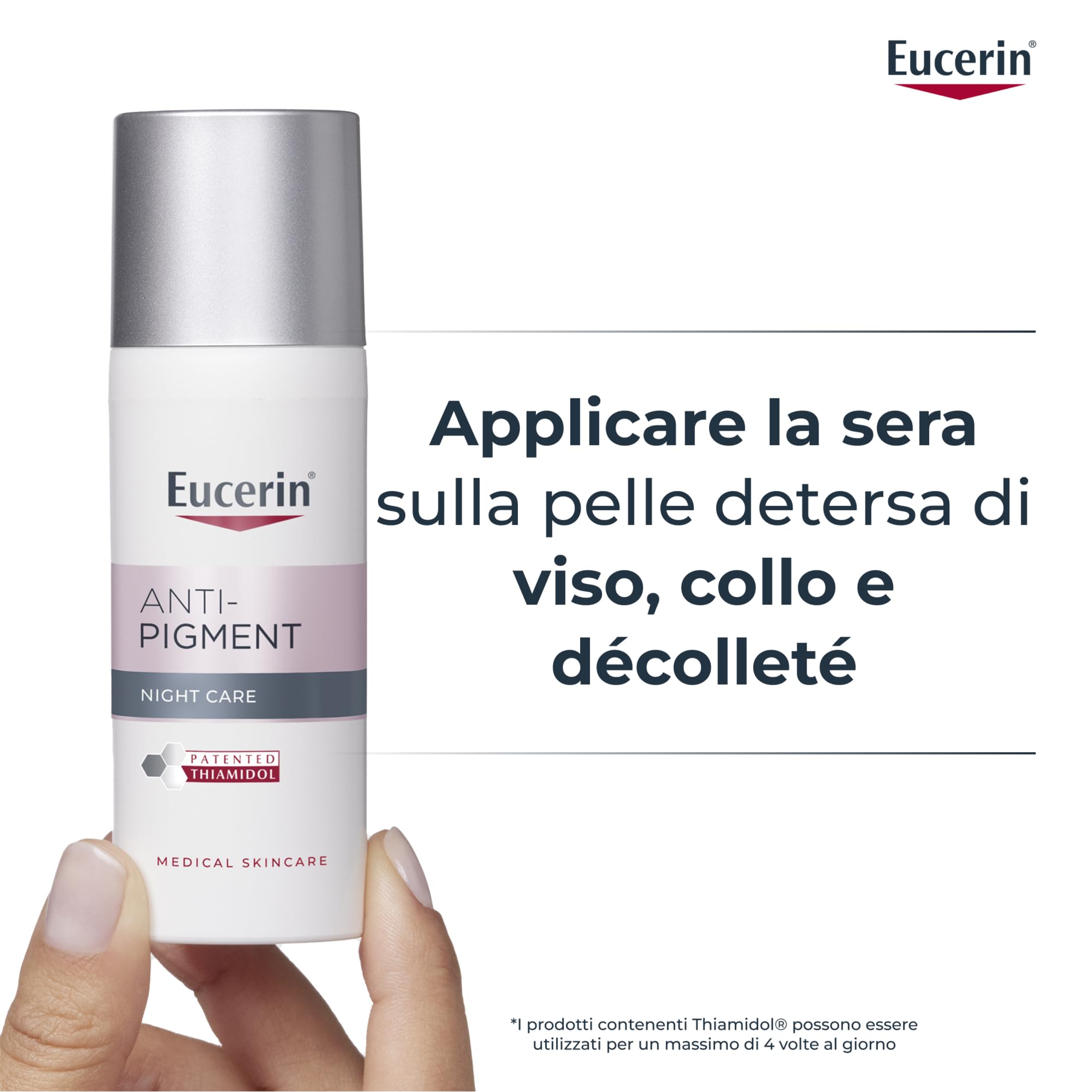 Eucerin Anti-Pigment Crema Viso Notte 50 ml, Crema antimacchie viso per una pelle rigenerata durante il sonno, Formula arricchita con Thiamidol e Dexpantenolo per tutti i tipi di pelle