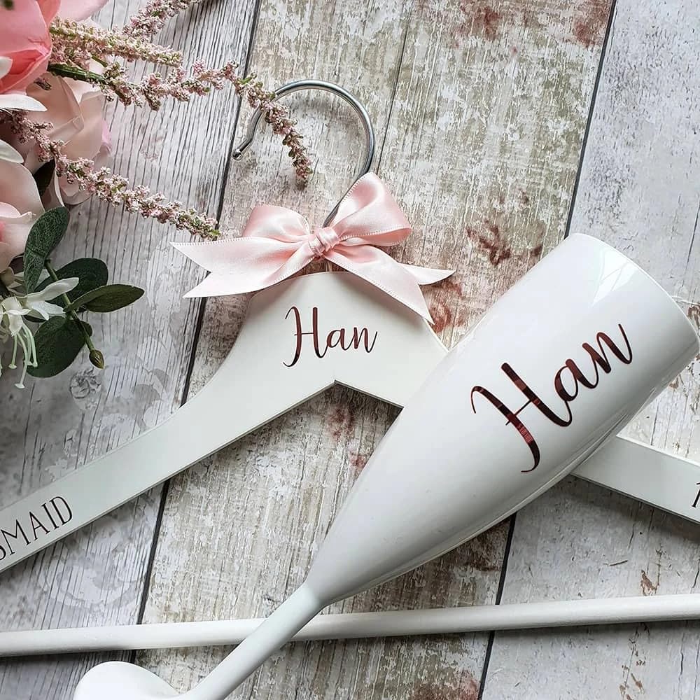 WOMB Copas de champán de plástico blanco personalizadas, copa de champán blanca personalizada, para boda, fiesta, recepción, invitados, regalo personalizado (5 unidades)