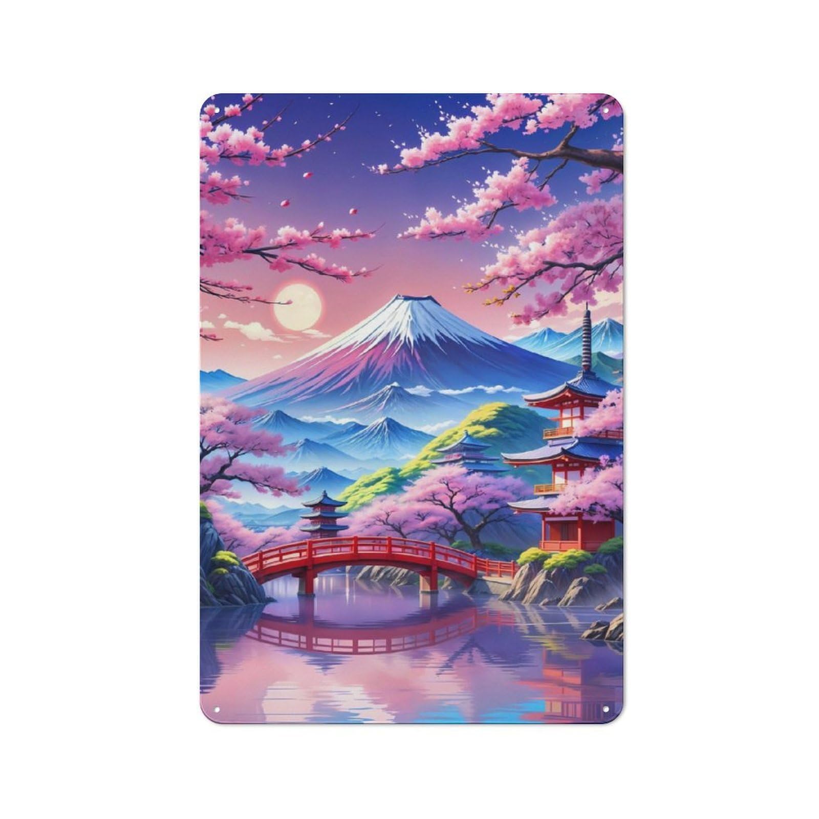 Junmoney Fuji Japanese Beautiful Vintage Tin Sign 30X20cm Featuring For Workshop Wall, Gift For Metal Sign Collectors During The Christmas Season