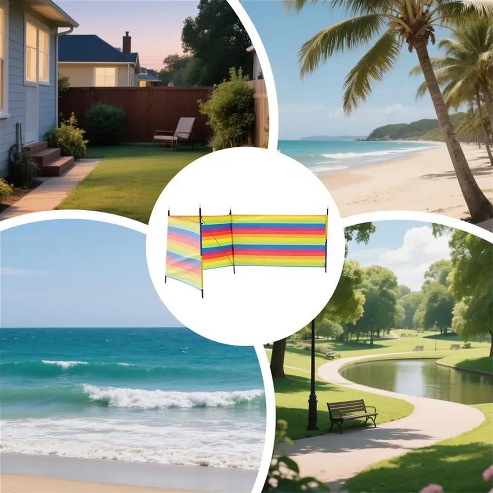 Paravento da Spiaggia Schermo Antivento for Tende da Esterno Blocca efficacemente la Vista e Protegge la Privacy Personale Stabile e Resistente al Vento(M)