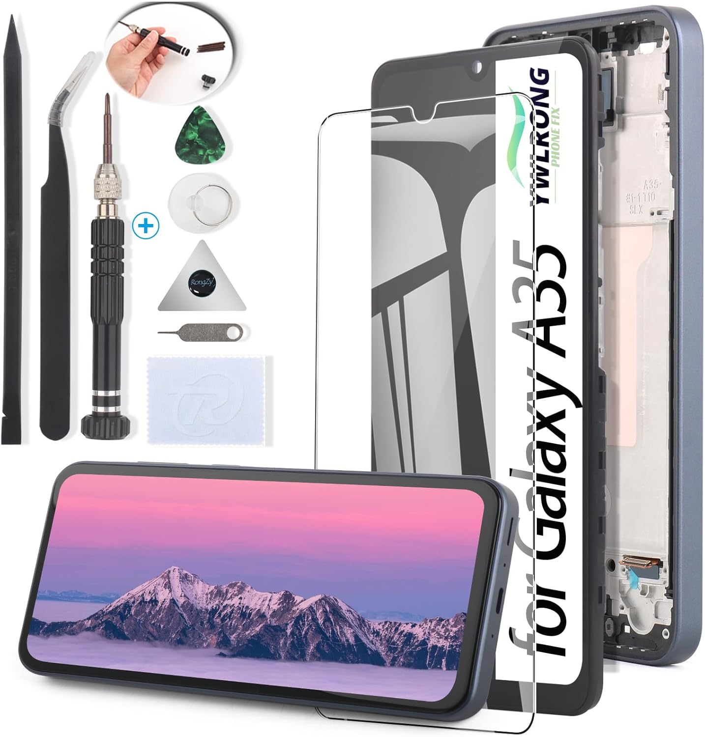 YWLRONG for Samsung Galaxy A35 5G Screen Replacement for Samsung A35 5G A356U LCD Display Touch Screen Digitizer Assembly Replacement with Tools?with Frame?