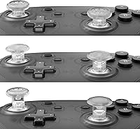 Vista 2 de eXtremeRate Clear ThumbsGear - Palancas ergonómicas intercambiables para Nintendo Switch Pro Controller - 3 alturas abovedadas y cóncavas