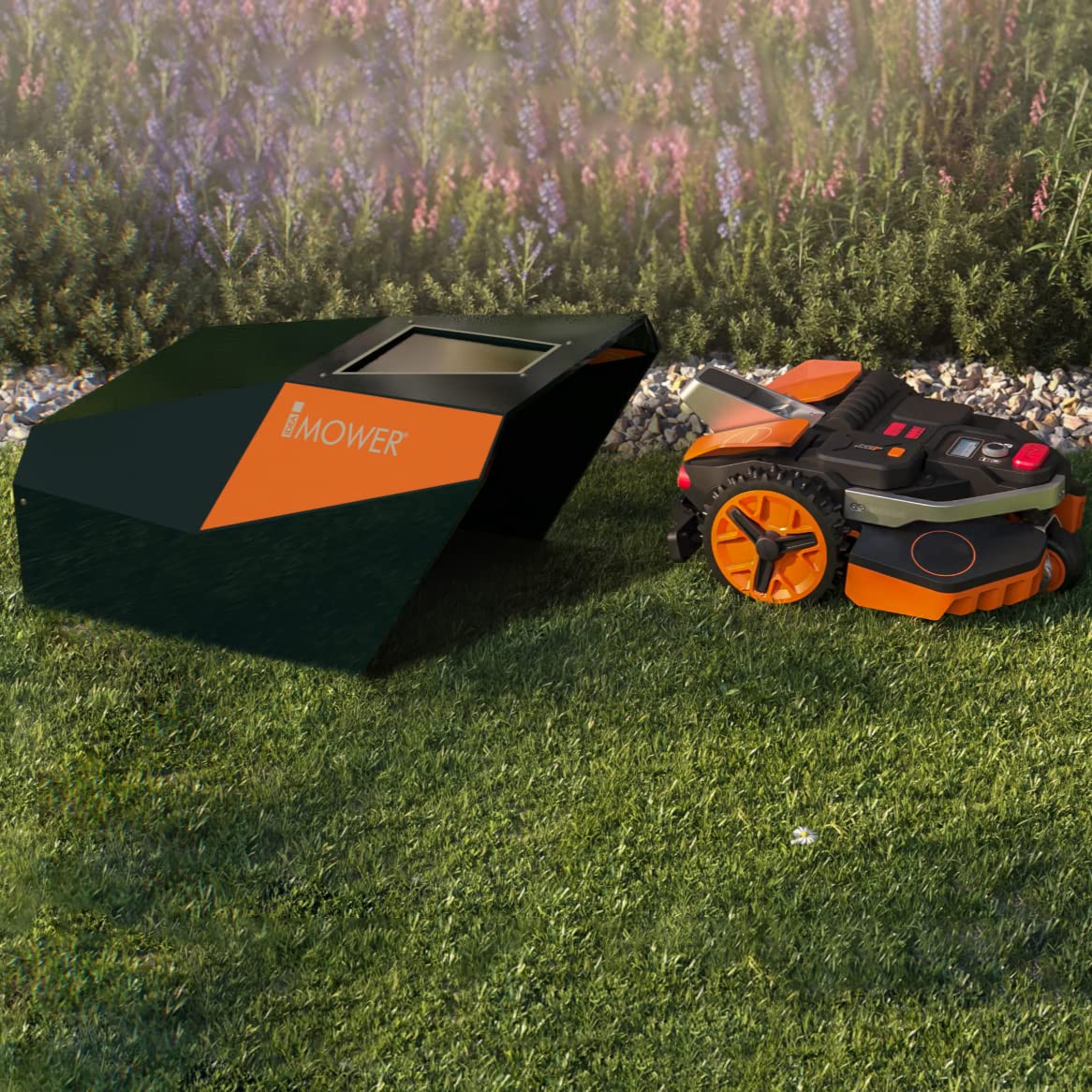 IdeaMower Garaje para robot cortacésped compatible con Worx Landroid Vision, 74 x 78 x 38 cm, protección UV, material compuesto de aluminio