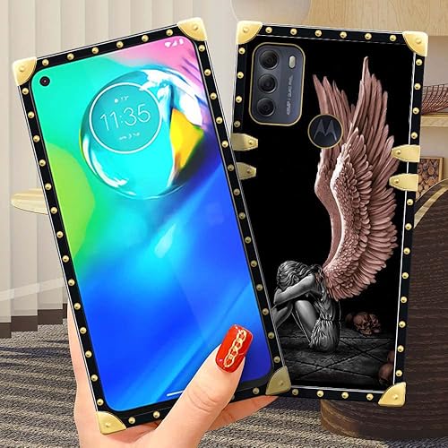 Miniatura 4 de DAIZAG Funda compatible con Moto G Power 2022, diseño retro de alas de ángel para niña, elegante decoración dorada, funda protectora suave