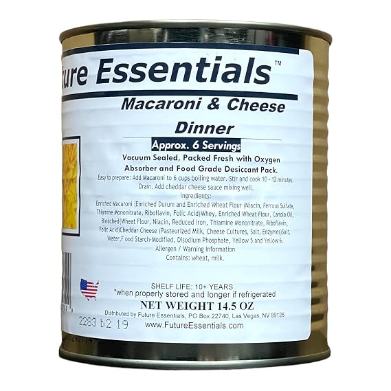 1 Can of Future Essentials Canned Macaroni & Cheese
