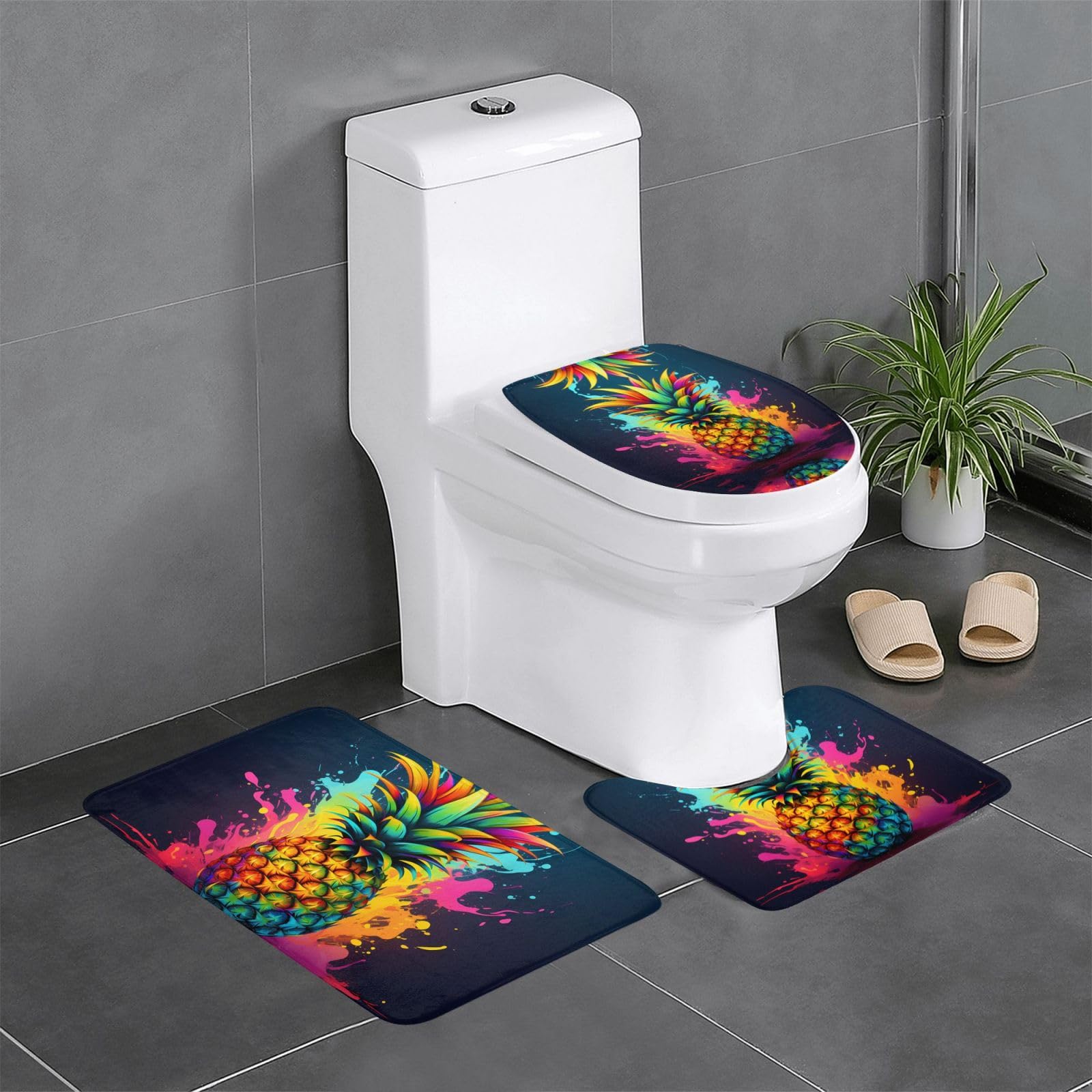 Tapis de salle de bain antidérapants motif ananas pour une déco vitaminée