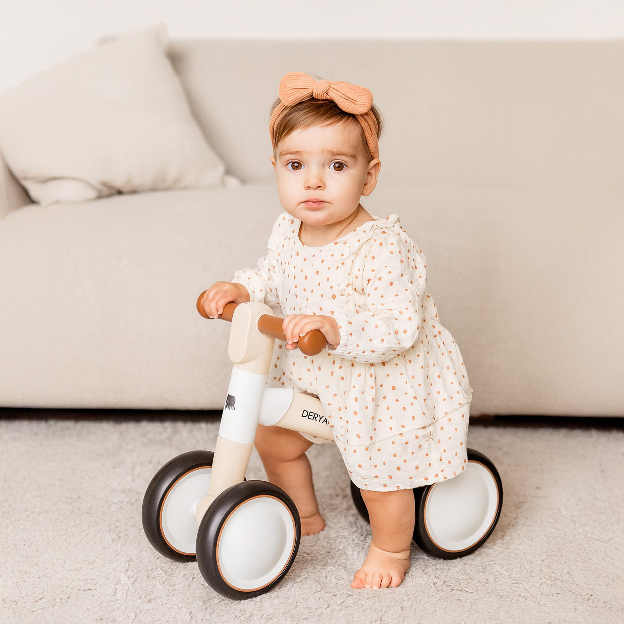 Deryan Milo - Bicicletta da equilibrio, altezza regolabile, da 18 mesi, leggera e stabile, colore: crema