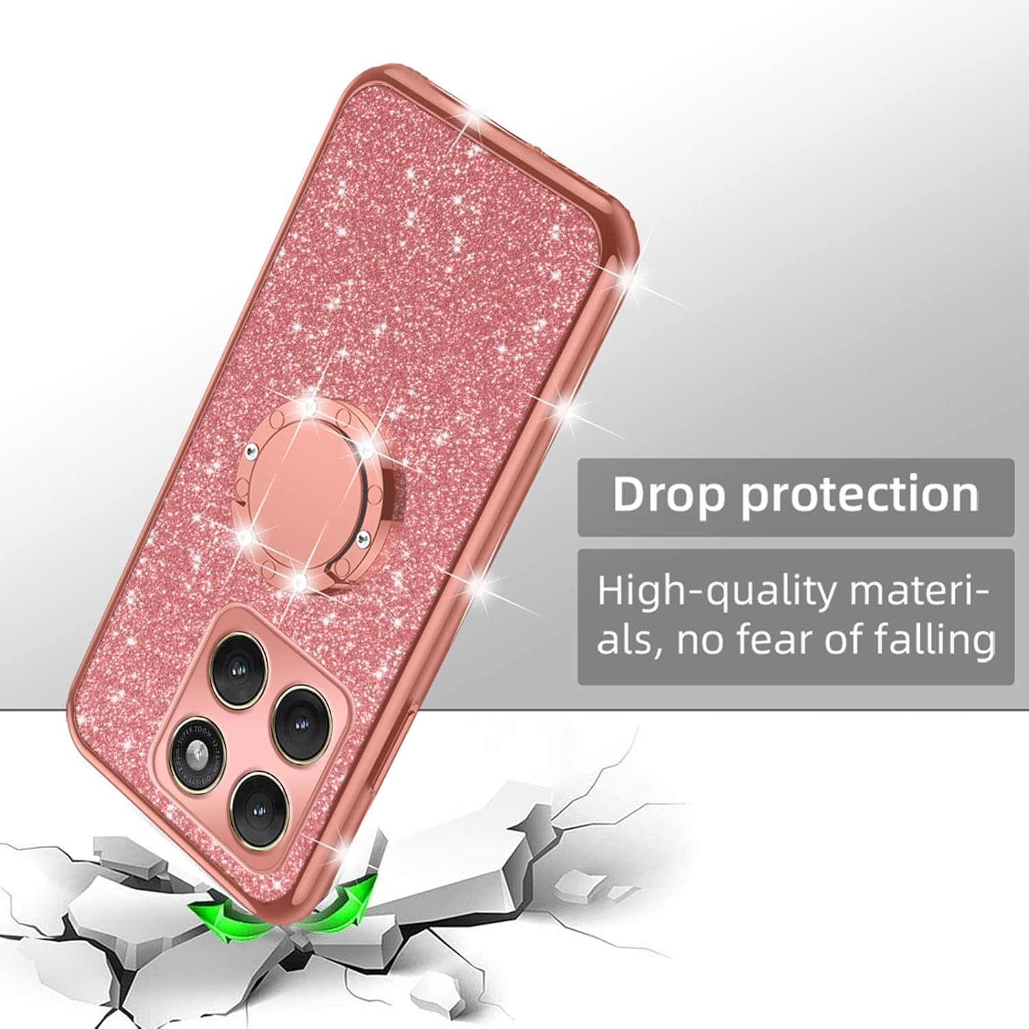 nancheng for Motorola Edge 2026 Phone Case Cute Bling, Rose Gold image 2