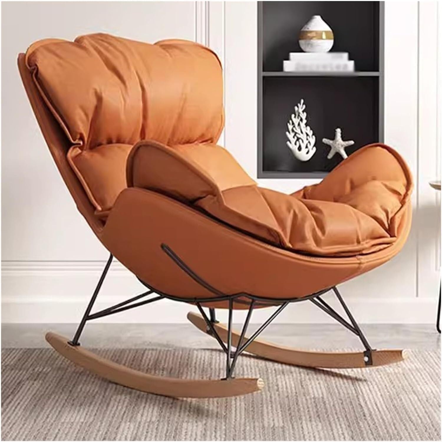 Fauteuil à bascule moderne d'exception en tissu rembourré haute densité