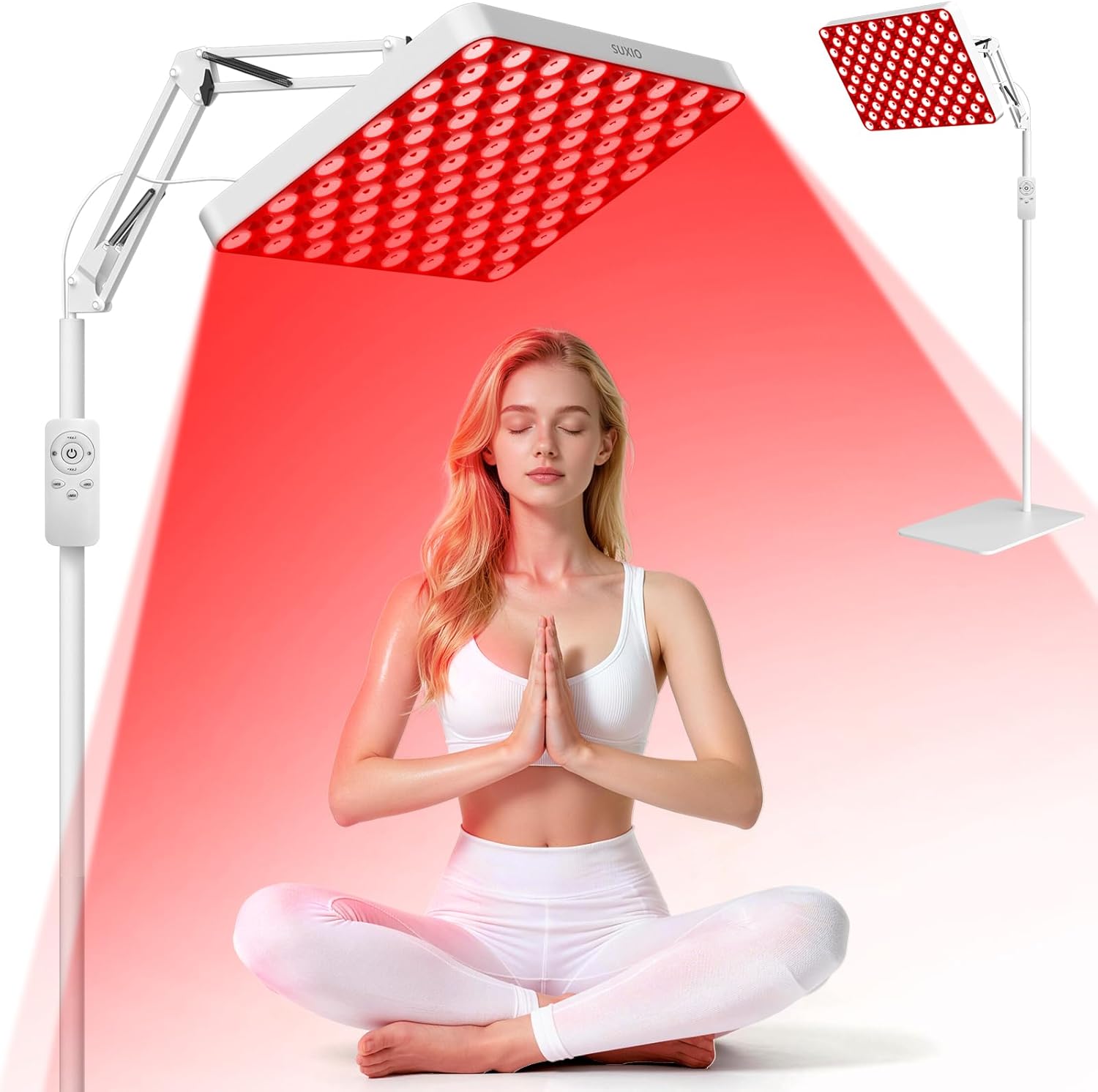 SUXIO Red Light Therapy for Face & Body, 165 Red LED Therapy Lamp, Red Light Therapy Panel with Remote, Deep 660nm - 820nm Near Infrared Light Therapy for Body
