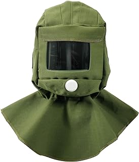 LuckyHigh Green Canvas Sand Blasting Hood Cap Glass Lens Sandblaster Shawl Cap Face Protective Gear Mask