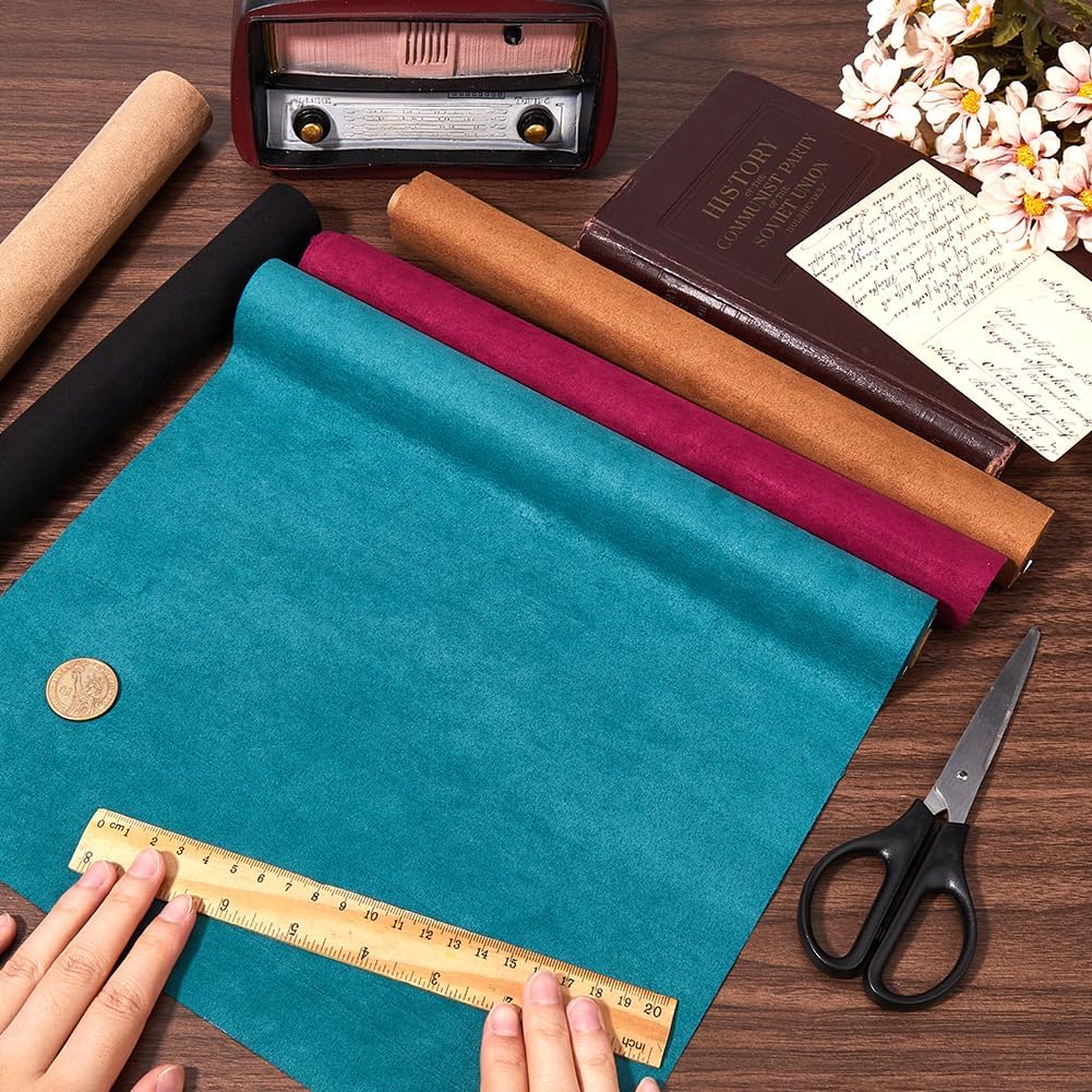 CRASPIRE 5 Colors Book Cloth for Book Binding 51 x 11.8inch Suede Fabric Surface Paper Backed Bookcover Books Album Camel Black Green Scrapbooking Archival DIY Covering Protector Bookcloth Bookbinding