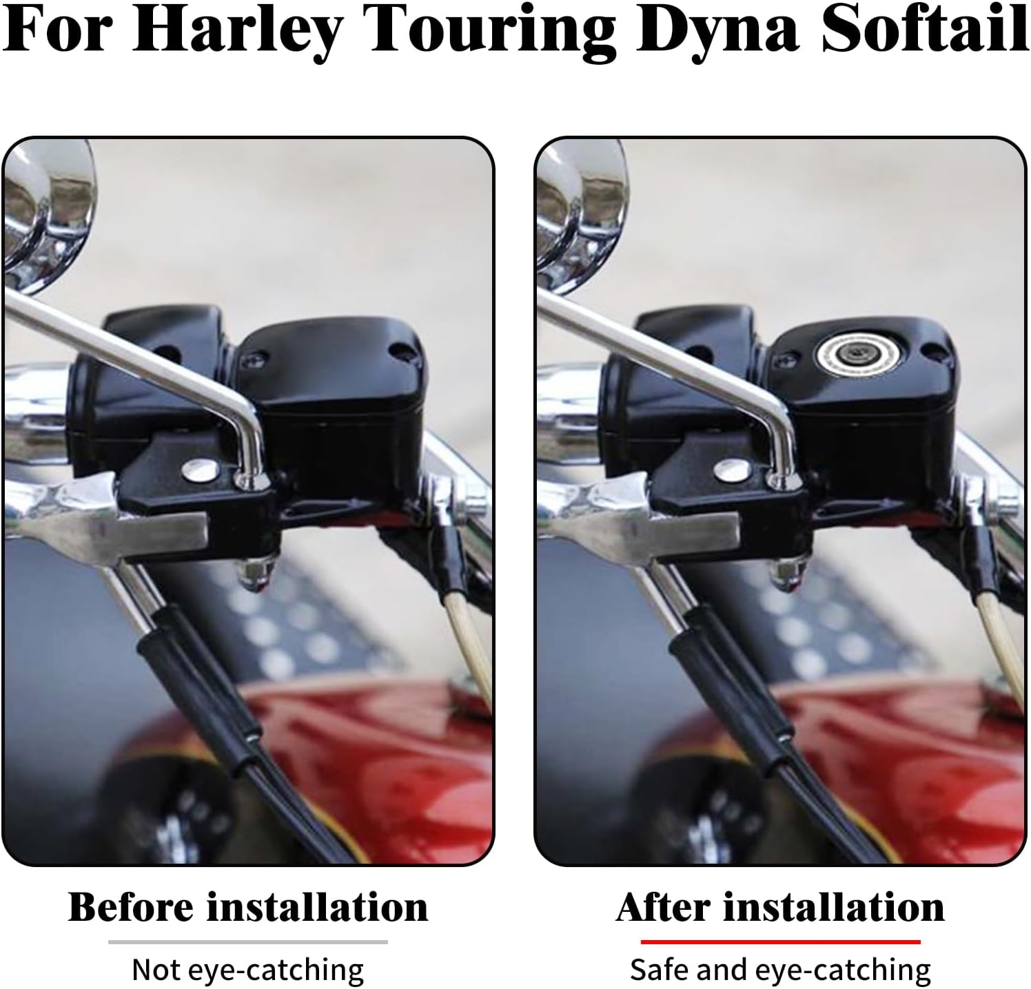 Front Brake Master Cylinder Cover Fit for Harley Touring Electra Glide Street Glide Road Glide Road King 05-07 Dyna 06-17 Softail 06-14 (Black)
