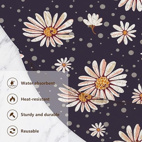 Miniatura 3 de Manteles de mesa con diseño de lunares y tiernas flores de manzanilla, resistentes al calor, salvamanteles extra grandes para ollas y sartenes