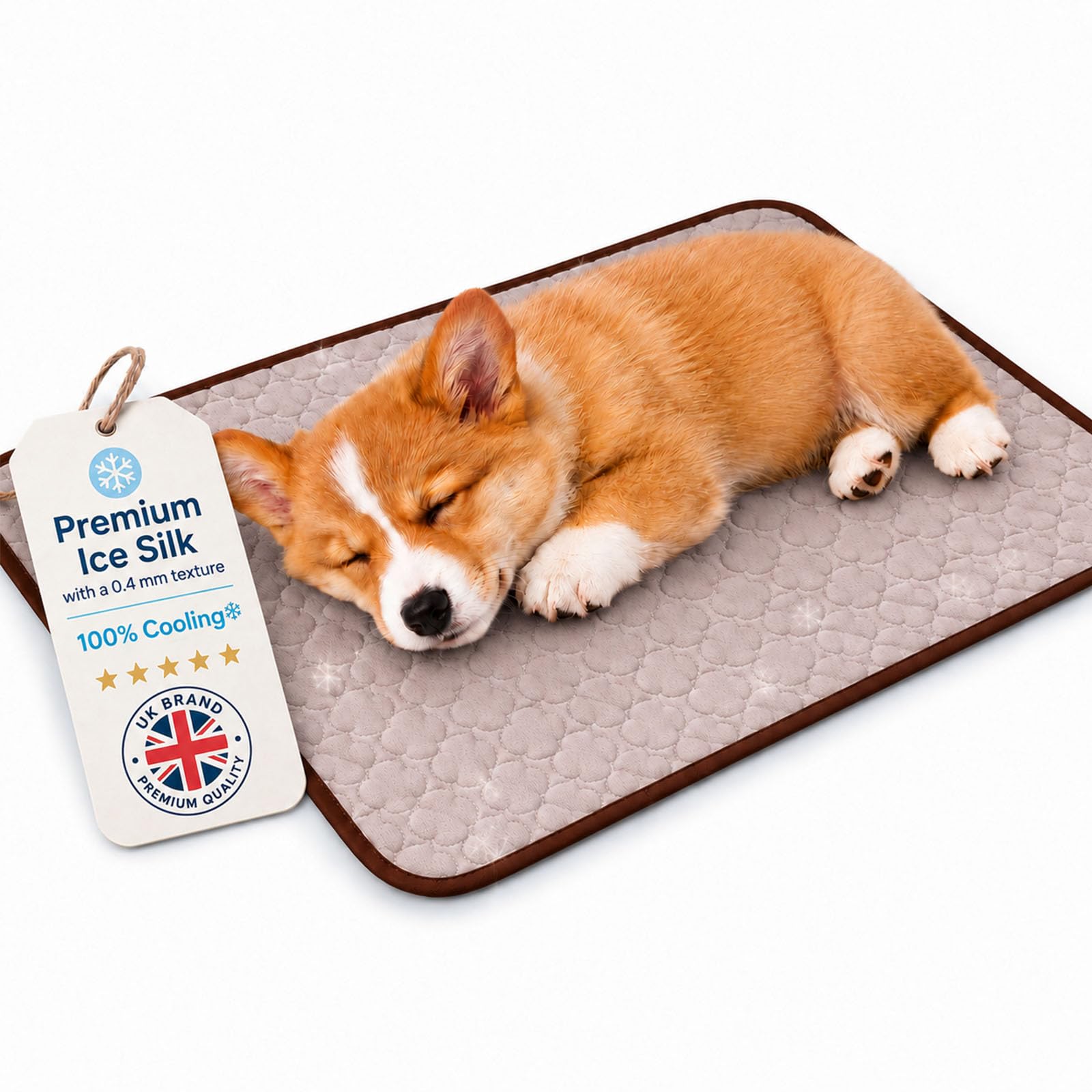 Tomtsucb Dog Cooling Mat XL, Washable Ice Silk Self Cooling Dog Mat Large, Breathable Non Slip for Dogs Large, Cats, Crates, Kennels, Sofa, Car & Garden (Brown,S(50 * 40cm))