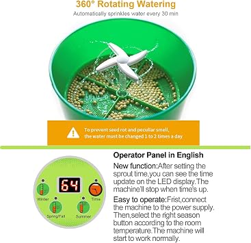 آلة براعم الفاصوليا ، التحكم في وقت شاشة Led ، صانع براعم الفاصوليا الأوتوماتيكية الذكية ، 2 وظيفة الطبقات أداة زراعة الحبوب ذات السعة الكبيرة ، 110 فولت