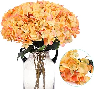 Kimura's Cabin - Ramos de flores artificiales de seda de hortensias, tallos de hortensia, 6