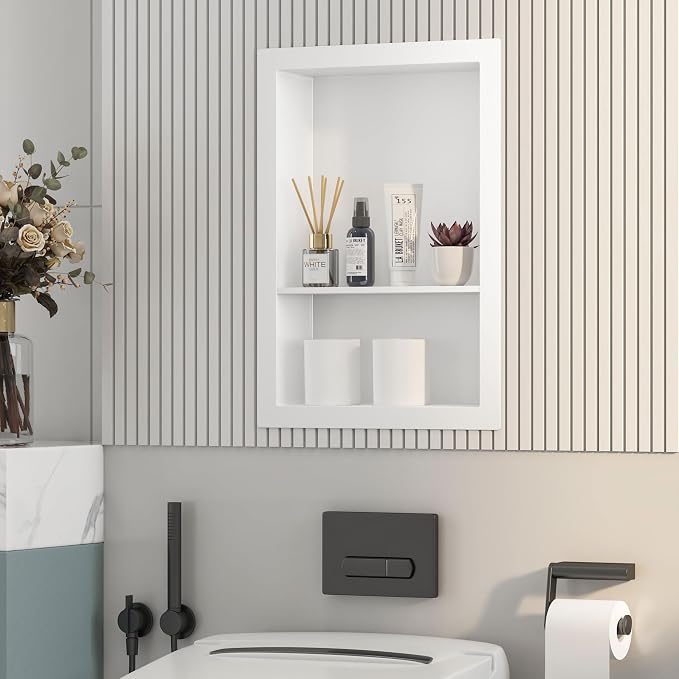 Nicho para ducha empotrado blanco 12x18 para baño miniatura 9