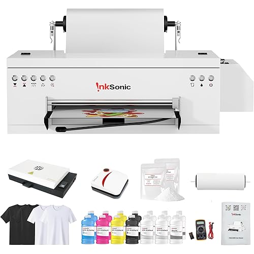 C13A DTF Printer Bundle, A3 DTF R1390 Transfer Machine for Tshirt Printing with Oven, Film Cutter, One-Click Ink Setup, White Ink Circulation & Auto Cleaning, Versatile Fabric Printing