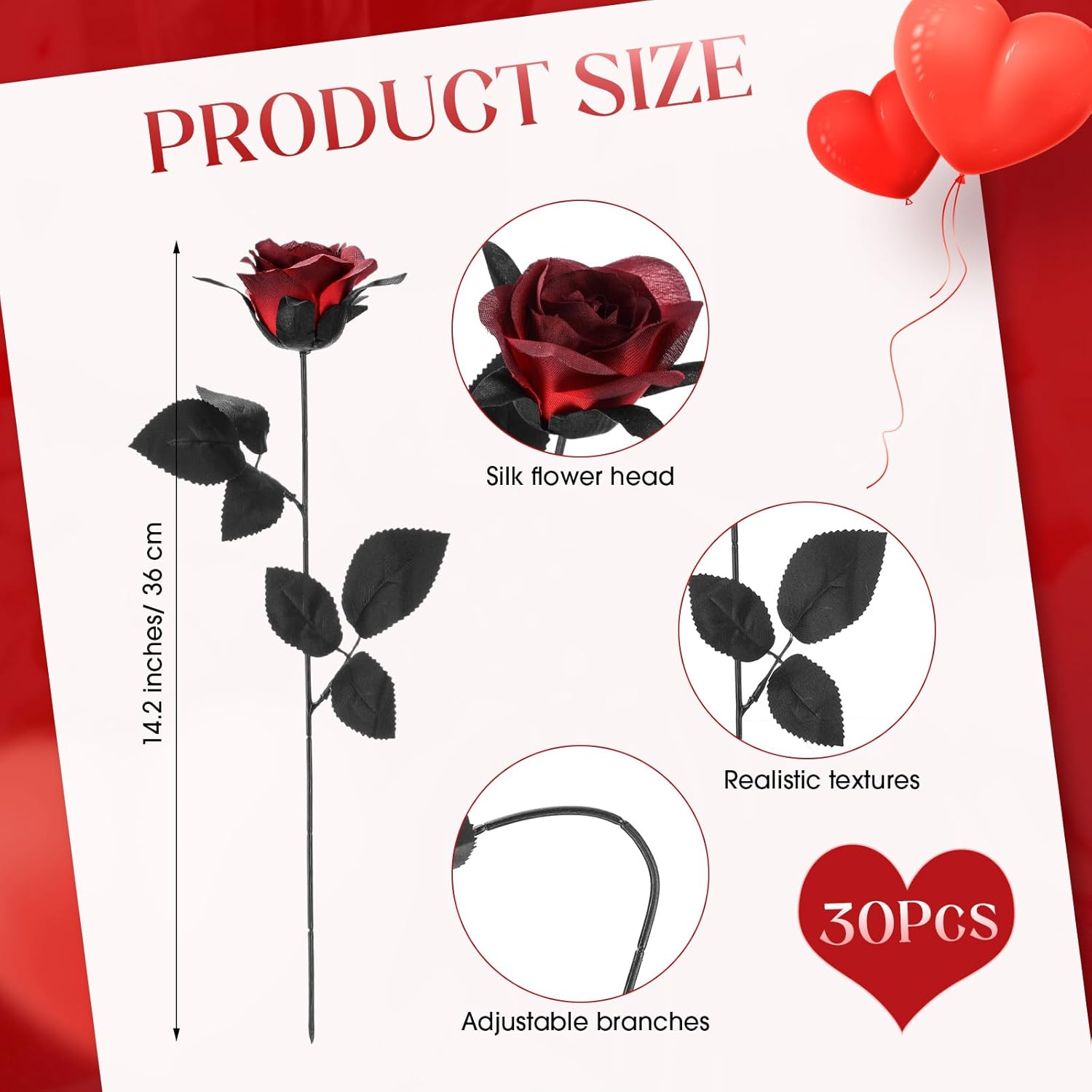 Hotop 30 Pcs Artificial Flowers Roses Bulk, Silk Fake Flower with Long Stem Gothic Real Touch for DIY Wedding Bouquet Centerpiece Home Party Offices Decor(Burgundy)