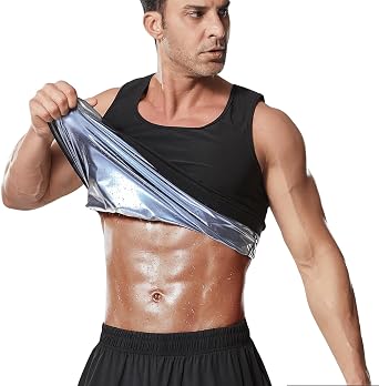Sauna Vest for Men Waist Trainer Sauna Shirt Sweat Heat Trapping Sleeveless Shirts Weight Loss Workout Shapewear Top
