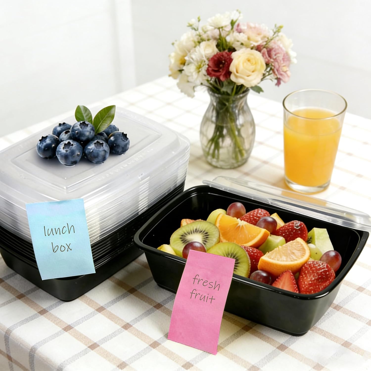 12 Pack Meal Prep Containers 38oz Food Prep Containers with Lids Forks and Sticky Note for Food Safe Take Out Plastic Food Storage Dessert Containers Salad Containers thumbnail