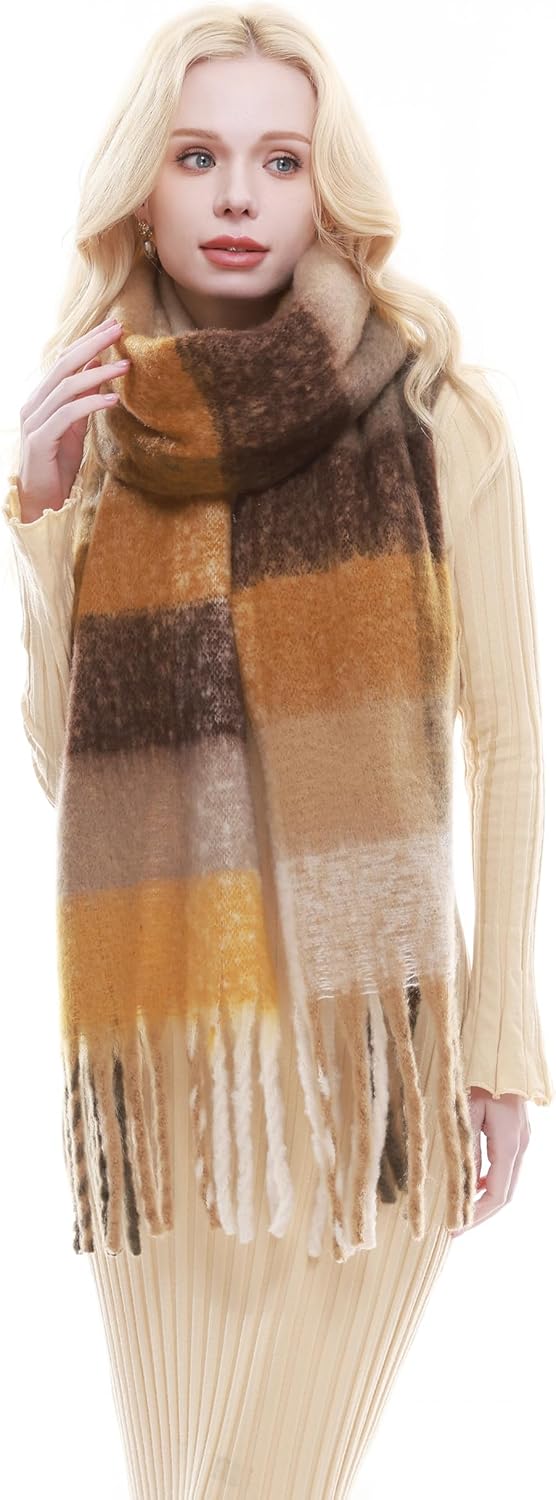 RIIQIICHY Plaid Scarf for Women Chunky Scarves Winter Warm Thick Oversized Blanket Scarf - Image 2