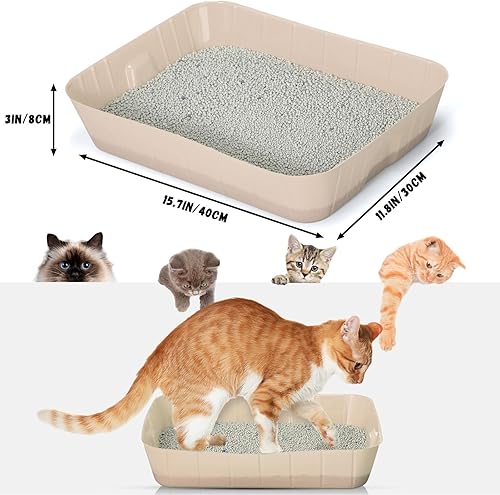 Miniatura 23 de Bokon 25 cajas de arena desechables para gatos, bandeja de arena de plástico para gatos, bandeja grande para gatitos, conejos, cobayas, hámster