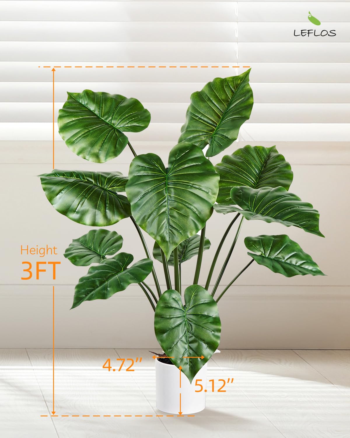 90cm Planta Artificial Monstera Deliciosa para Interior, Alocasia Planta en Maceta Artificial, Pequeño árbol Tropical Artificial en Maceta Blanca