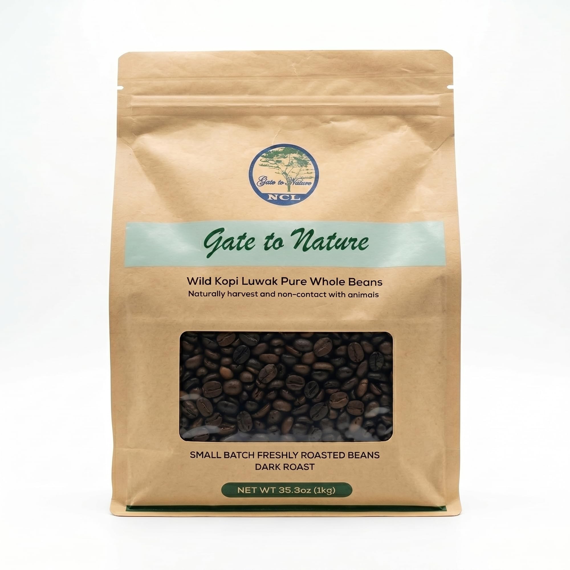 Gate to Nature Wild Kopi Luwak Whole Beans (1kg), Civet coffee luxury Kopi Luwak Coffee Gifts - Sourced from the best regions of Vietnam Ethically produced cat poop coffee