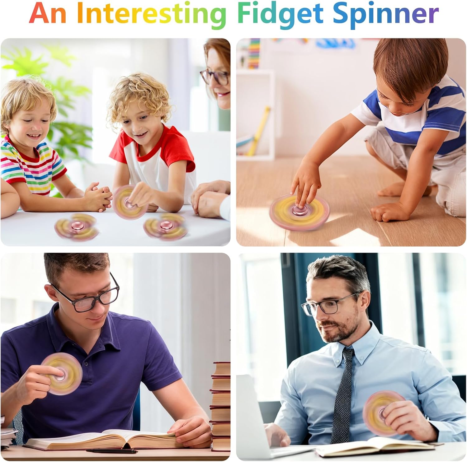Fidget Spinner Toy, Metal Silent Durable, 3-8 Min Spins Time, EDC ADHD Stress Anxiety Relieves Office Cool Desk Toy