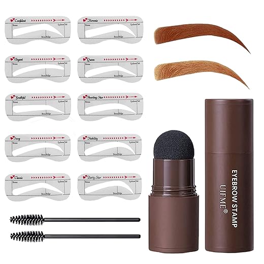 Eyebrow Stamp Stencil Kit Brow Stamp Eyebrow Stamp Shaping Kit Waterproof Long Lasting Eyebrow Stamp Hairline Shadow Powder(Light Brown)¡­