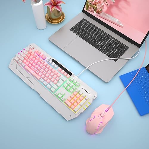 Miniatura 5 de Combo de teclado y mouse USB para juegos, GT817 GT817 104 teclas retroiluminadas arco iris, teclado de computadora con cable USB para jugadores de