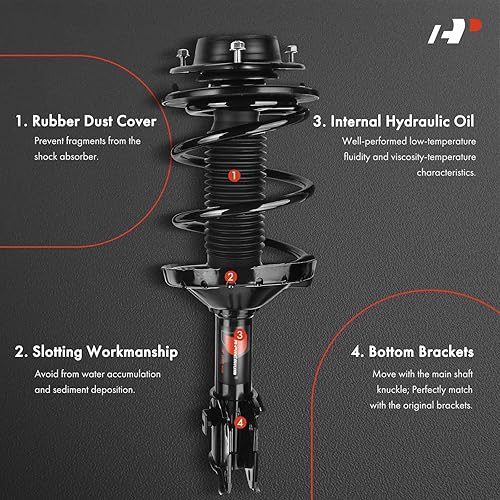 Miniatura 3 de A-Premium Par delantero (2) conjunto completo de puntal y resorte helicoidal compatible con Subaru Impreza 2008 2009 2000 2010 2011, H4 2.5L, lado